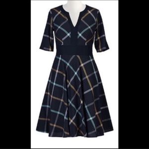 Blue plaid Eshakti dress with sleeves and pockets!